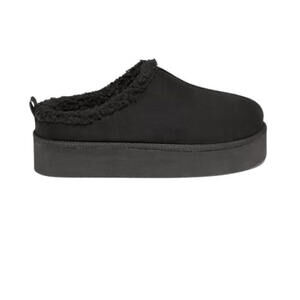 NWOT Old Navy US-7 Sherpa-Lined Platform Mule Slippers Faux-Suede Women